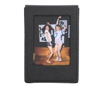 CHICIRIS Estuche de Almacenamiento para Tarjetas Fotográficas, Tapa Magnética de Cuero de PVC, Cubierta Transparente, Caja para Tarjetas Fotográficas de 3 Pulgadas, Sellos, con Diseño (Black)