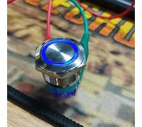 CHICIRIS Interruptor de Botón de Bloqueo Automático de Metal IP65 de 22 Mm con Anillo de Luz, 2 Piezas para Modificación de Vagón de Barco, Interruptor de Acero Inoxidable (3-6VDC)