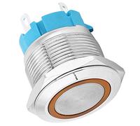 CHICIRIS Interruptor de Botón de Bloqueo Automático de Metal IP65 de 22 Mm con Anillo de Luz, 2 Piezas para Modificación de Vagón de Barco, Interruptor de Acero Inoxidable (3-6VDC)
