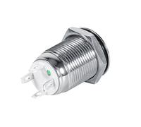 CHICIRIS Interruptor de Botón Momentáneo de Acero Inoxidable de 12mm, Resistente Al Agua, Botón de Encendido LED de 12V-24V para Panel Industrial de Coche, Barco y Motocicleta (GREEN)