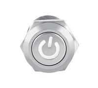 CHICIRIS Interruptor de Botón Momentáneo de Acero Inoxidable de 12mm, Resistente Al Agua, Botón de Encendido LED de 12V-24V para Panel Industrial de Coche, Barco y Motocicleta (WHITE)