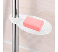 CHICIRIS Jabonera Simple y Práctica con Orificio de Fuga, Caja de Jabonera Acrílica que Ahorra Espacio, Fácil de Usar para Columna de Ducha de 2,5 Cm, Transparente,
