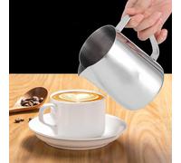 CHICIRIS Jarra de café de 600 Ml con Diseño Elegante para Latte Art en el Hogar y la Oficina, Taza para Espumar Leche de Acero Inoxidable 304