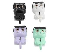 CHICIRIS Juego de 4 Llaveros de Plástico para Gatos, Ganchos de Pared Adhesivos con Diseño de Gafas de Sol Extravagantes para Organización de Entrada, Elementos Esenciales Duraderos y Divertidos