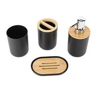 CHICIRIS Juego de Baño de bambú de 4 Piezas, Resistente Al Agua, Suave y Duradero, Regalo para el Hogar, Hotel, Taza para Cepillo de Dientes, Dispensador de Loción, Caja de, Juego de Tazas para