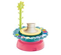 CHICIRIS Juguete de cerámica para niños, kit de rueda de alfarería para niños, DIY, color rico, actividad educativa de manualidades, modelado de arcilla, máquina de alfarería seca al aire (verde rojo)