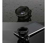 CHICIRIS Lente para teléfono móvil 2 en 1 Lente macro gran angular 0,45X Calidad de imagen profesional para fotografía al aire libre de aleación de aluminio (BLACK)