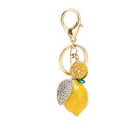 CHICIRIS Llavero de Metal con Diseño de Limón Pequeño y Diamantes de Imitación, Ideal para Regalar, Amarillo
