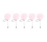 CHICIRIS Llaveros con Cuentas de Moda, Bola de Felpa única y Barra de Cuentas de Metal para Accesorios de Bolso Personalizables, 5 uds. (PINK)