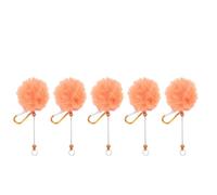 CHICIRIS Llaveros con Cuentas de Moda, Bola de Felpa única y Barra de Cuentas de Metal para Accesorios de Bolso Personalizables, 5 uds. (ORANGE)