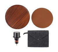 CHICIRIS Mesa de Bandeja de Soporte de Taza de Automóvil, 360 ° Girando para la Mayoría de los Vehículos con Estera de Silicona Madera Maciza de Madera Sólida Asiento de Pasajero Trasero