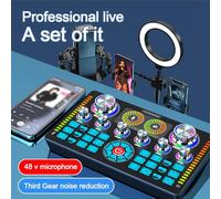 CHICIRIS Mezclador de Tarjeta de Sonido Profesional, Reducción de Ruido de 3 Niveles, Transmisión Digital de Potencia de 48V y OTG para Transmisión en Vivo, Tarjeta de Sonido de Equipos de DJ con