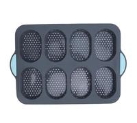 CHICIRIS Molde para Pan de Silicona, Molde para Hornear Pan Francés con Ventilación, Antiadherente, Resistente Al Calor, con Asas Antideslizantes, para Pasteles, Postres y Chocolate (8 cavidades)