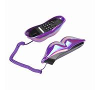 CHICIRIS Novel Purple Lips Teléfono Residencial con Sonido Claro, Teléfono Fijo de Escritorio de Moda para Uso en la Oficina en el Hogar, Material Resistente y Duradero, Morado Profundo