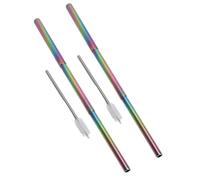 CHICIRIS Pajita Plegable de Acero Inoxidable 304, 2 Pajitas Telescópicas de Metal con Cepillo Limpiador para Viajes, Hogar y Oficina