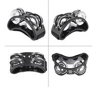 CHICIRIS Pandereta de pie, con 2 juegos de cascabeles de metal, cuerpo ABS compacto, negro, ideal para juegos acústicos y sesiones de mermelada, sacudiendo tu pie para que salga un plink brillante y
