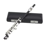 CHICIRIS Piccolo C Desmontable chapado en plata de 16 agujeros con kit de limpieza, construcción profesional de acero inoxidable y cobre, diseño de salida cuadrada para músicos (BLACK)