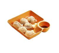 CHICIRIS Plato para Dumplings con Compartimento para Plato de Vinagre | Diseño multifuncional, fácil de limpiar, uso práctico en la cocina, plástico duradero, servicio para fiestas.