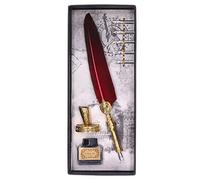 CHICIRIS Pluma Pluma Elegante Vintage para Entusiastas de la Caligrafía, Puntas de Acero Inoxidable de Mano de Obra Exquisita, 27,7 Cm de Longitud (Color rojo oscuro)