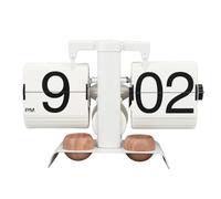 CHICIRIS Reloj de Escritorio con Giro de Página Automático, Recordatorio Mecánico con Pilas para Dormitorio, Sala de Estudio, Acero Inoxidable 304, 8,3x5,3x4,3 Pulgadas (White)