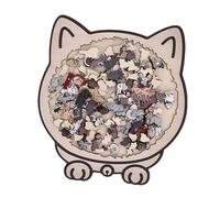 CHICIRIS Rompecabezas de Madera para Gatos de 135 Piezas, Piezas de Formas únicas para una Encantadora Decoración, con Bordes Redondeados e Impresión Vibrante, para Entusiastas de los