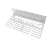 CHICIRIS Soporte de Medalla de Metal Innovador Estante de Trofeos para Corredores, Estante de Premios de Metal Premium para Medallas Deportivas y Trofeos con Lema Nunca Te Rindas, Acero Al (White)