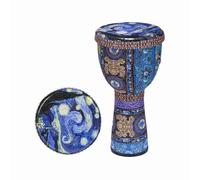 CHICIRIS Tambor de Mano Africano, Djembe de Patrón Tradicional de 8 Pulgadas, Construcción Ligera de PVC ABS, Instrumento de Percusión Portátil para Niños y Adultos, con Banda de Transporte (4)