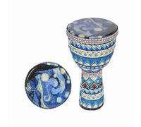 CHICIRIS Tambor de Mano Africano, Djembe de Patrón Tradicional de 8 Pulgadas, Construcción Ligera de PVC ABS, Instrumento de Percusión Portátil para Niños y Adultos, con Banda de Transporte (3)