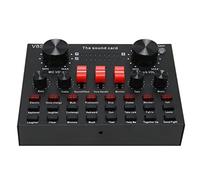CHICIRIS Tarjeta de Sonido en con 16 Efectos de Sonido para Transmisión en de Karaoke, Tablero de Mezcladores de Cambiador de Voz para Habitación Divertida, V8 de Metal Negro para (Black)