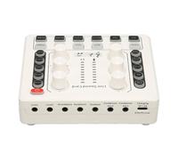 CHICIRIS Tarjeta de Sonido en Mini Tablero Mezclador Transmisión en Home KTV, Función de Luz Ambiental, para DJ Mixer Music Studio Recording, Material ABS Blanco V9SJB