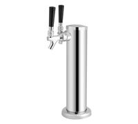 CHICIRIS Torre de Cerveza de Barril, Dispensador de Cerveza de Acero Inoxidable de Doble Grifo para Uso en Bar en Casa, con Mangueras y Accesorios de Hardware