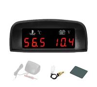CHICIRIS Voltímetro de Temperatura del Agua con Indicador Digital para | Amplio Voltaje de Trabajo de 9-36 V, Pantalla LED con Función de Protección Solar, de Alarma para Lecturas Altas o Bajas,