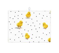 Chick Dots - Alfombrilla de secado de platos, almohadilla de drenaje absorbente para encimera de cocina, tapete de café, protector de platos con lazo para colgar, 18 x 24 pulgadas