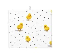 Chick Dots - Alfombrilla de secado de platos, almohadilla de drenaje absorbente para encimera de cocina, tapete de café, protector de platos con lazo para colgar, 16 x 18 pulgadas