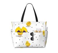 Chick Dots - Bolsa de playa para mujer, impermeable, con cremallera, ligera, para el hombro, compras, natación, verano, vacaciones, regalos