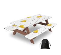 Chick Dots - Juego de 3 fundas para mesa de camping con protectores de banco, elásticos, impermeables, rectangulares, con bolsa de almacenamiento