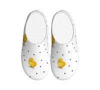 Chick Dots - Pantuflas de franela para hombre, antideslizantes, cálidas, para invierno, para interiores y exteriores, multicolor, Large
