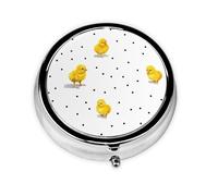 Chick Dots - Pastillero pequeño portátil con 3 compartimentos para bolso de bolsillo, organizador de medicamentos para almacenamiento diario de vitaminas y aceite de pescado