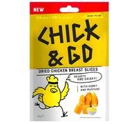 Chick & Go - Rebanadas de pechuga de pollo secas con sabor a mostaza y miel, 30 g