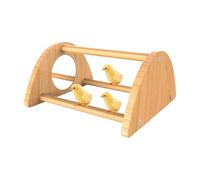 Chick Perch, Mini Wooden Roosting Bar with Mirror, Interactive Chicken Training Toy, Fun Coop Accessory for Chicks, Roosters, Indoor or Outdoor Use