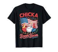 Chicka Boom Boom Divertido 4 de Julio Pollo Patriótico Camiseta