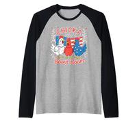 Chicka Boom Boom Divertido 4 de Julio Pollo Patriótico Camiseta Manga Raglan