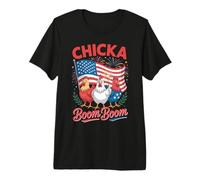 Chicka Boom Boom Divertido 4 de Julio Pollo Patriótico Camiseta Premium