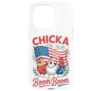 Chicka Boom Boom Divertido 4 de Julio Pollo Patriótico Carcasa para iPhone 15 Pro