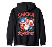Chicka Boom Boom Divertido 4 de Julio Pollo Patriótico Sudadera con Capucha