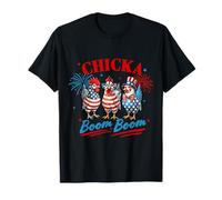 Chicka Boom Boom Funny Patriotic Chicken 4 de julio EE. UU Camiseta