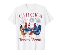 Chicka Boom Boom Funny Patriotic Chicken 4 de julio EE. UU Camiseta