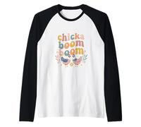 Chicka Boom Boom Funny Patriotic Chicken 4 de Julio EE. UU Camiseta Manga Raglan