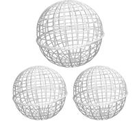 Chicken Ball Cage 3Pcs 12" Thickened Removable Safety Hollow out White Plastic Rolling Chicken Balls Cage for Outside Chicks Rabbits Birds