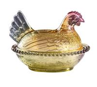 Chicken Candy Jar - Glass Trinket Holder | Animal Glass Candy Holder | Candies Dish With Lid | Farm Poultry Shape Food Container For Kitchen Bisscuits, Chocolate, Desserts, Fruits